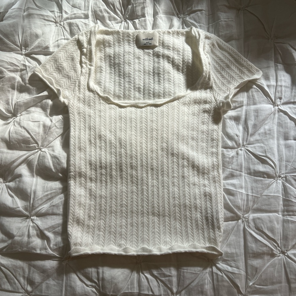 Wilfred Cream Textured Short Sleeve Top